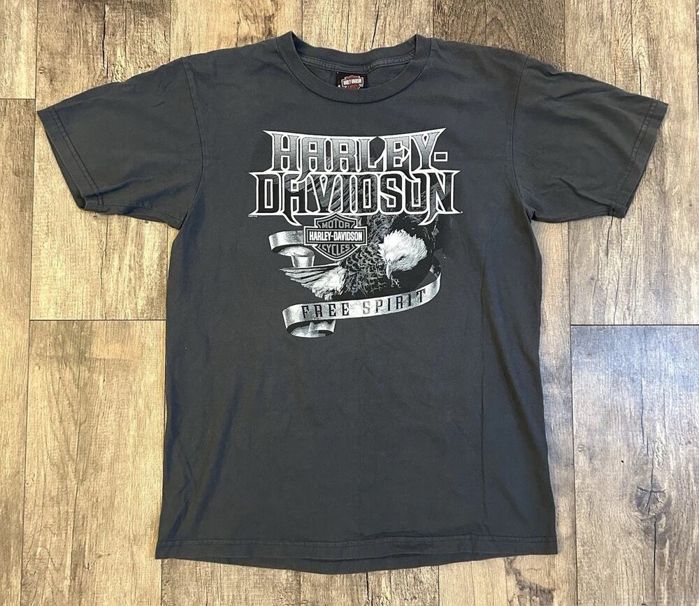 Harley Davidson Y2K Gray Free Spirit Grand Junction, Colorado Large Graphic Tee